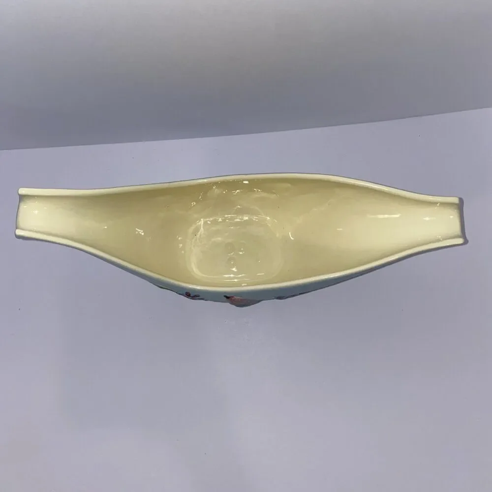 Vintage Hull Pottery S9 Long Vase '57 Hand-Painted Birds & Flowers –Blue Ceramic
